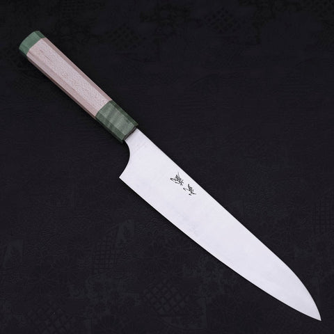 Gyuto AUS-10 Poliert Grüner Ahornholz Griff 210mm-[Musashi]-[Japan-Küchenmesser]