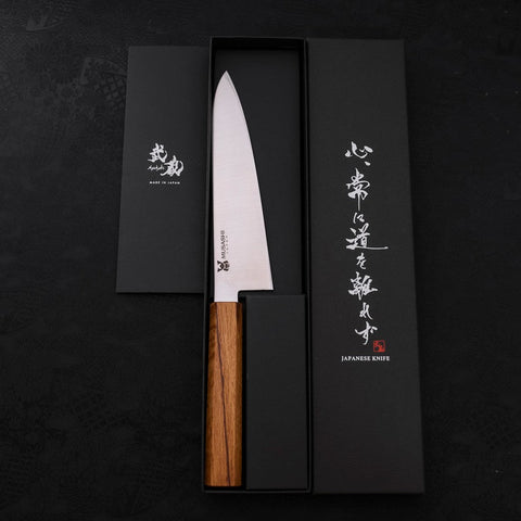 Gyuto AUS-10 Polished Oak Handle 180mm-[Musashi]-[Japanese-Kitchen-Knives]