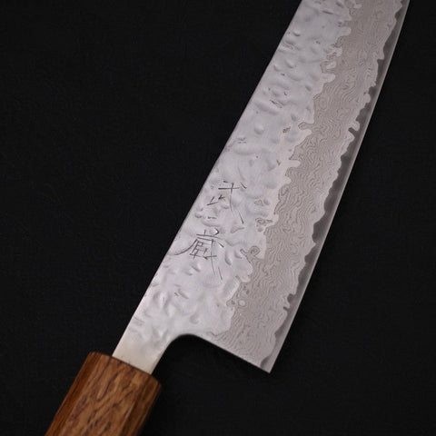 Gyuto AUS-10, Spiegel-Tsuchime Damast Yaki Urushi Griff, 210mm-[Musashi]-[Japan-Küchenmesser]