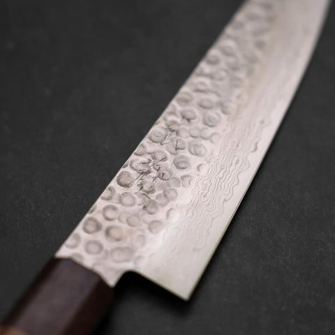 Gyuto AUS-10 Tsuchime Damascus Shitan Walnut Handle 180mm (7”)-[Musashi]-[Japan-Küchenmesser]