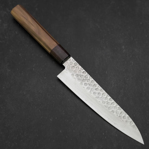 Gyuto AUS-10 Tsuchime Damascus Shitan Walnut Handle 180mm (7”)-[Musashi]-[Japan-Küchenmesser]