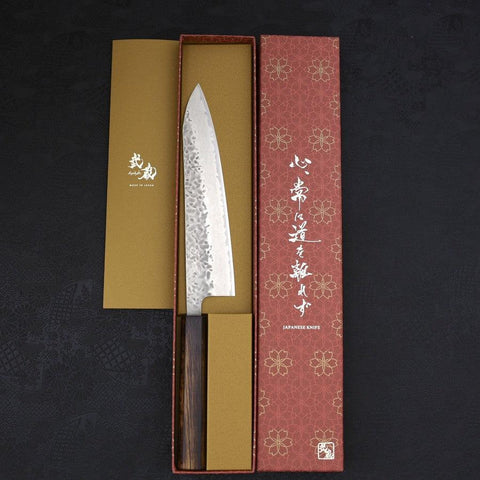 Gyuto AUS-10 Tsuchime Damascus Sumi Urushi Handle 210mm-[Musashi]-[Japan-Küchenmesser]