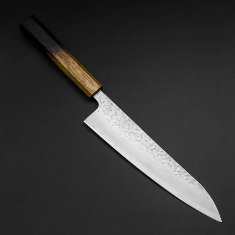Gyuto AUS-10 Tsuchime Damascus Yaki Urushi Handle 210mm (8.3”)-[Musashi]-[Japan-Küchenmesser]