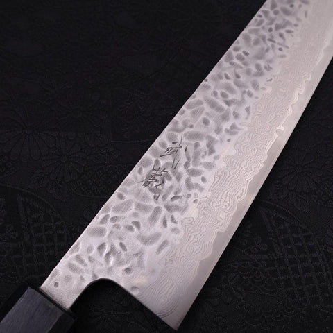 Gyuto AUS-10 Tsuchime Damast Dunkelblauer Urushi Griff 240mm-[Musashi]-[Japan-Küchenmesser]
