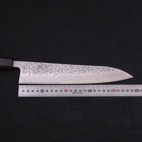 Gyuto AUS-10 Tsuchime Damast Dunkelblauer Urushi Griff 240mm-[Musashi]-[Japan-Küchenmesser]