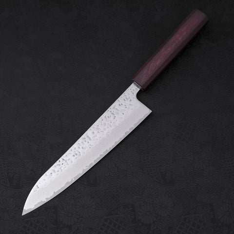 Gyuto AUS-10 Tsuchime Damast Lila Urushi Griff 210mm-[Musashi]-[Japan-Küchenmesser]