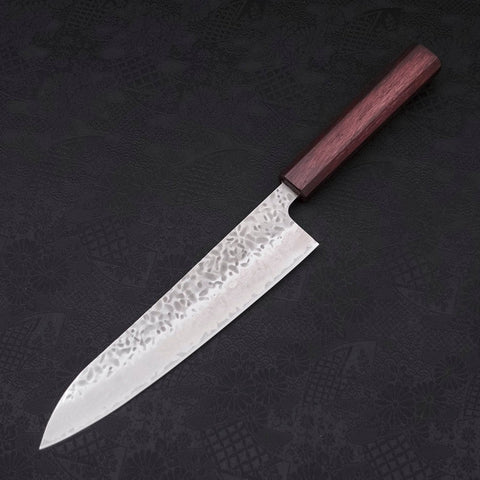 Gyuto AUS-10 Tsuchime Damast Lila Urushi Griff 210mm-[Musashi]-[Japan-Küchenmesser]