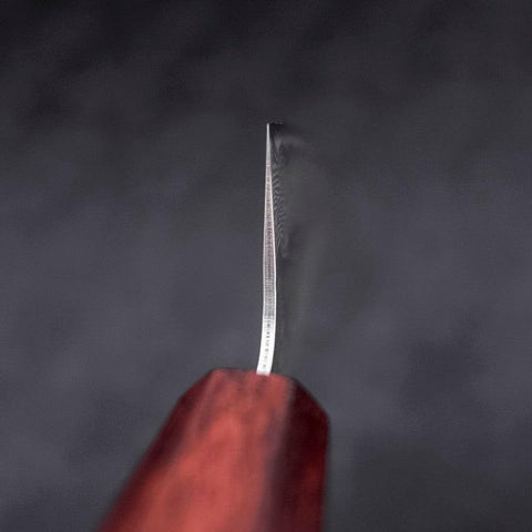 Gyuto AUS-10 Tsuchime Damast Lila Urushi Griff 210mm-[Musashi]-[Japan-Küchenmesser]