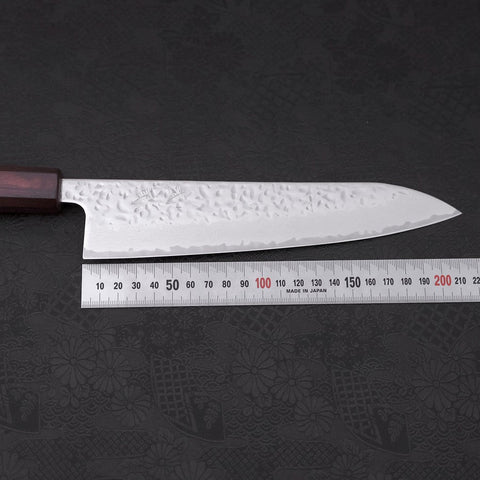 Gyuto AUS-10 Tsuchime Damast Lila Urushi Griff 210mm-[Musashi]-[Japan-Küchenmesser]