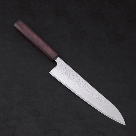 Gyuto AUS-10 Tsuchime Damast Lila Urushi Griff 210mm-[Musashi]-[Japan-Küchenmesser]