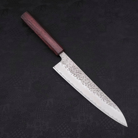 Gyuto AUS-10 Tsuchime Damast Lila Urushi Griff 210mm-[Musashi]-[Japan-Küchenmesser]