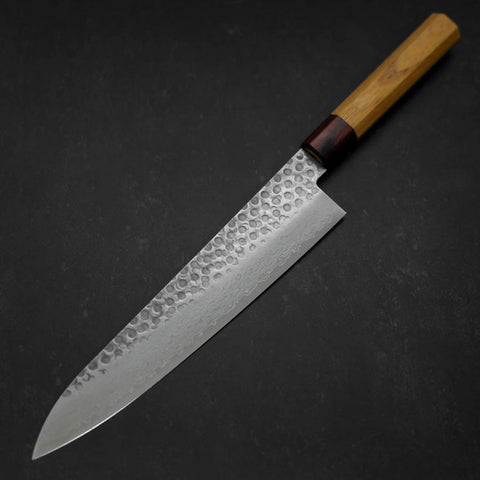 Gyuto AUS-10 Tsuchime Damast Zelkove Griff 240mm-[Musashi]-[Japan-Küchenmesser]