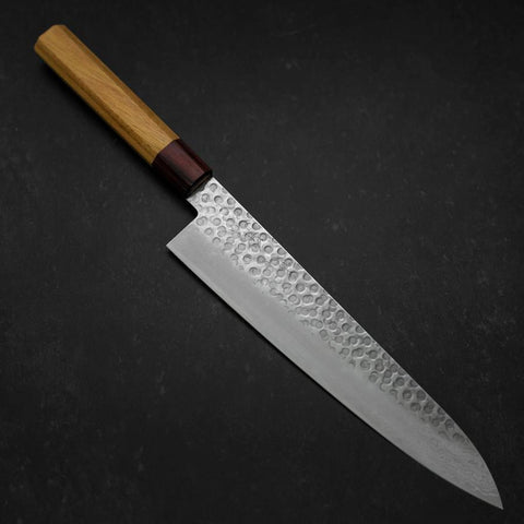 Gyuto AUS-10 Tsuchime Damast Zelkove Griff 240mm-[Musashi]-[Japan-Küchenmesser]