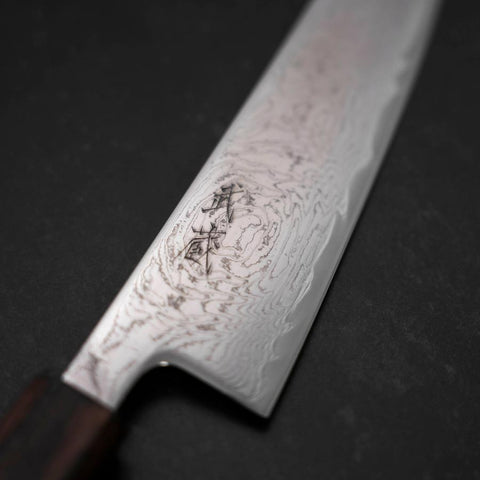Gyuto AUS-10 Wave Nickel Damascus Sumi Urushi Handle 180mm