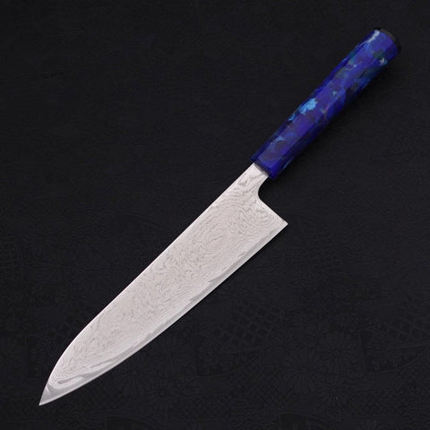 Gyuto AUS-10 Wellen-Nickel Damast Blauer Ozeanplastik Griff 180mm-[Musashi]-[Japan-Küchenmesser]
