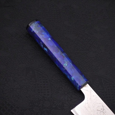 Gyuto AUS-10 Wellen-Nickel Damast Blauer Ozeanplastik Griff 180mm-[Musashi]-[Japan-Küchenmesser]