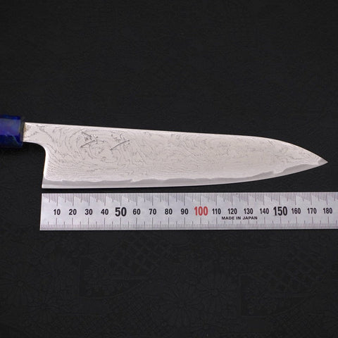 Gyuto AUS-10 Wellen-Nickel Damast Blauer Ozeanplastik Griff 180mm-[Musashi]-[Japan-Küchenmesser]