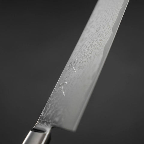 Gyuto AUS-10 Wellen-Nickel Damast Brauner Westlicher Griff 210mm-[Musashi]-[Japan-Küchenmesser]