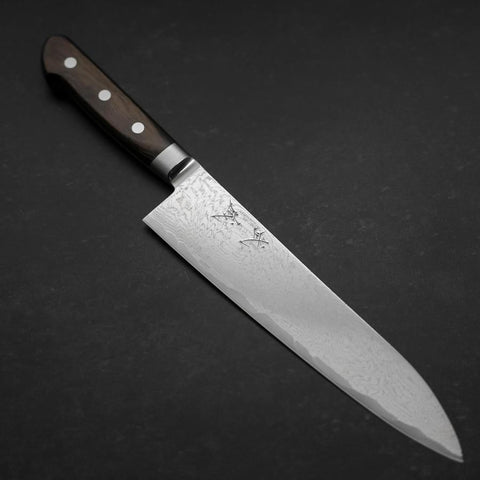 Gyuto AUS-10 Wellen-Nickel Damast Brauner Westlicher Griff 210mm-[Musashi]-[Japan-Küchenmesser]