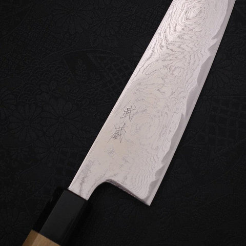 Gyuto AUS-10 Wellen Nickel Damast Büffelhorn und Magnolienholz Griff 210mm-[Musashi]-[Japan-Küchenmesser]