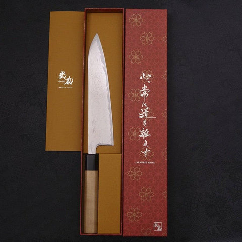 Gyuto AUS-10 Wellen Nickel Damast Büffelhorn und Magnolienholz Griff 210mm-[Musashi]-[Japan-Küchenmesser]