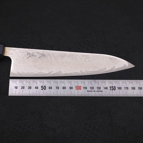 Gyuto AUS-10 Wellen-Nickel-Damast Dunkelblauer Urushi Griff 180mm-[Musashi]-[Japan-Küchenmesser]