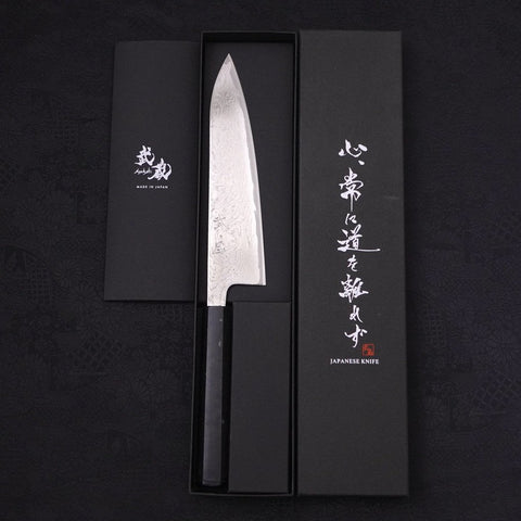 Gyuto AUS-10 Wellen-Nickel Damast Schwarzer Ozeanplastik Griff 180mm-[Musashi]-[Japan-Küchenmesser]