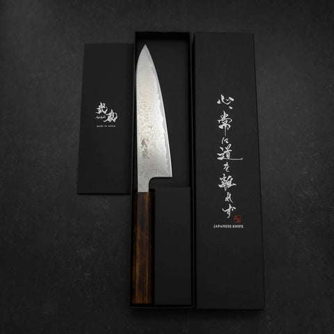 Gyuto AUS-10 Wellen-Nickel Damast Sumi Urushi Griff 180mm-[Musashi]-[Japan-Küchenmesser]