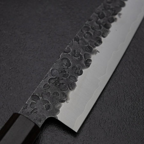 Gyuto AUS-8 Kurouchi Tsuchime Shitan Walnut Handle 200mm (7.9”)-[Musashi]-[Japan-Küchenmesser]