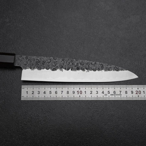 Gyuto AUS-8 Kurouchi Tsuchime Walnuss- und Rosenholz Griff 200mm-[Musashi]-[Japan-Küchenmesser]