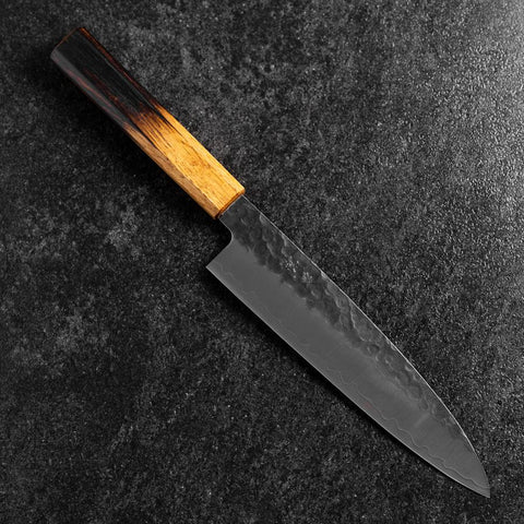 Gyuto AUS-8 Kurouchi Tsuchime Yaki Urushi Griff 200mm-[Musashi]-[Japan-Küchenmesser]