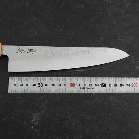 Gyuto AUS-8 Nashiji Olive Handle 195mm (7.7”)-[Musashi]-[Japan-Küchenmesser]