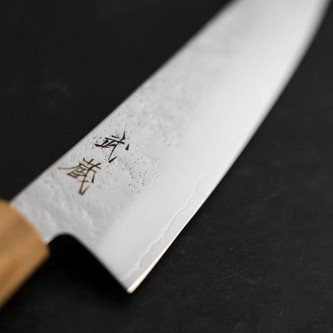 Gyuto AUS-8 Nashiji Olivenholz Griff 195mm-[Musashi]-[Japan-Küchenmesser]
