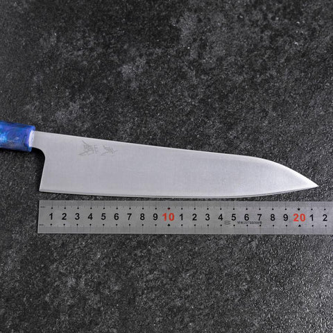 Gyuto AUS-8 Poliert Blauer Ozeanplastik Griff 210mm-[Musashi]-[Japan-Küchenmesser]