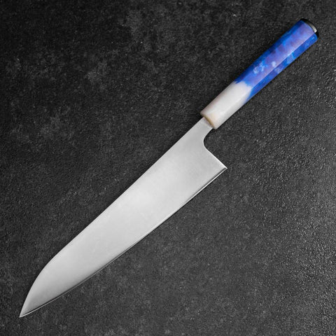 Gyuto AUS-8 Poliert Weiß-Blauer Ozeanplastik Griff 210mm-[Musashi]-[Japan-Küchenmesser]
