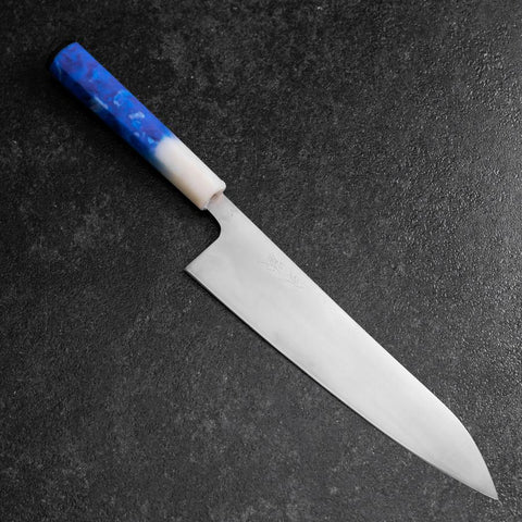 Gyuto AUS-8 Poliert Weiß-Blauer Ozeanplastik Griff 210mm-[Musashi]-[Japan-Küchenmesser]