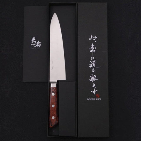 Gyuto AUS-8 Poliert Westlicher Griff Mahagoniholz 180mm-[Musashi]-[Japan-Küchenmesser]