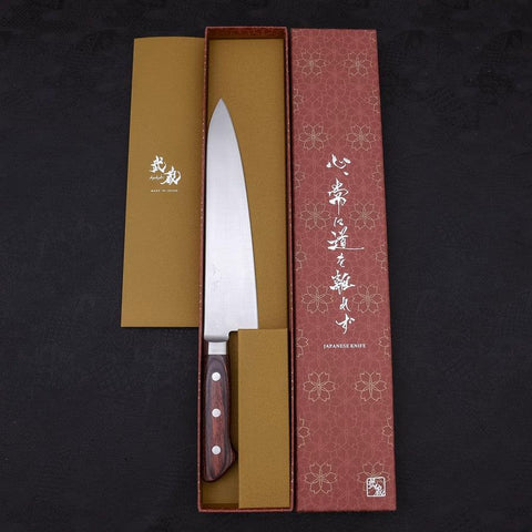 Gyuto AUS-8 Poliert Westlicher Mahagoniholz Griff 210mm-[Musashi]-[Japan-Küchenmesser]
