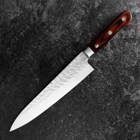 Gyuto AUS-8 Tsuchime Western Mahogany Handle 210mm (8.3”)-[Musashi]-[Japan-Küchenmesser]