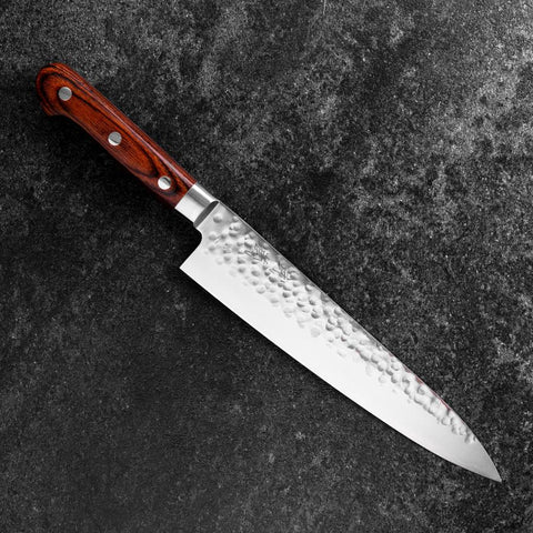 Gyuto AUS-8 Tsuchime Western Mahogany Handle 210mm (8.3”)-[Musashi]-[Japan-Küchenmesser]