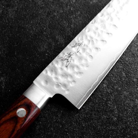 Gyuto AUS-8 Tsuchime Westlicher Mahagoni Griff 210mm-[Musashi]-[Japan-Küchenmesser]