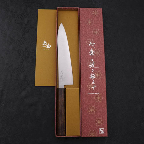 Gyuto Aogami Super Edelstahlummantelung Poliert Sumi Urushi Griff 210mm-[Musashi]-[Japan-Küchenmesser]