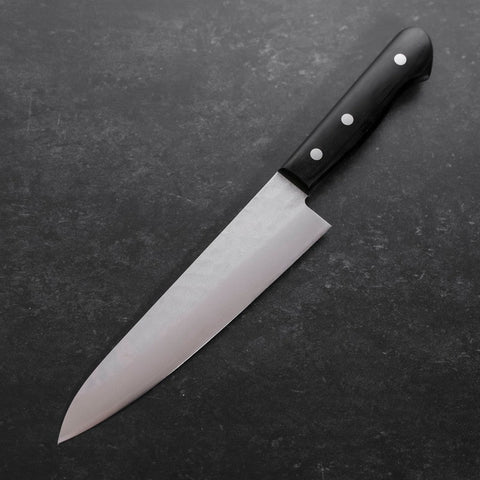 Gyuto Aogami Super Edelstahlummantelung Tsuchime Schwarzer Westlicher Griff 180mm-[Musashi]-[Japan-Küchenmesser]