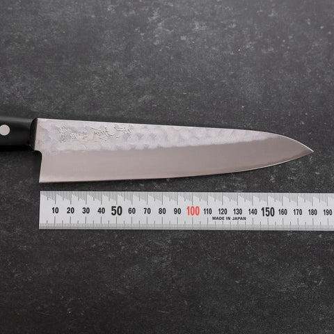 Gyuto Aogami Super Edelstahlummantelung Tsuchime Schwarzer Westlicher Griff 180mm-[Musashi]-[Japan-Küchenmesser]
