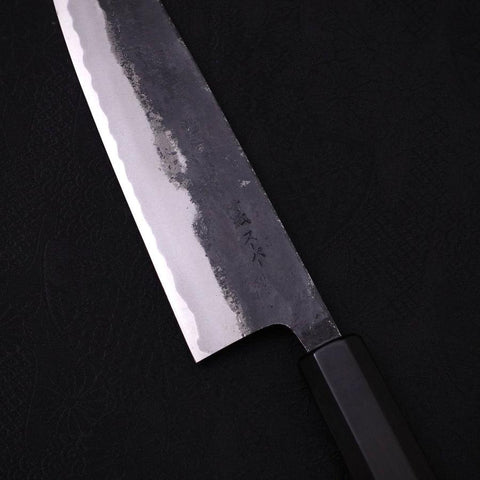 Gyuto Aogami-Super, Kurouchi Büffelhorn und Ebenholz Griff, 180mm-[Musashi]-[Japan-Küchenmesser]