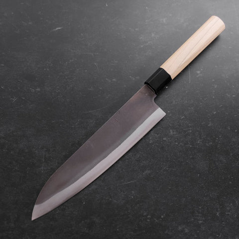 Gyuto Blue Steel #1 Edelstahlummantelung Kurouchi Büffelhorn und Magnolienholz Griff 210mm-[Musashi]-[Japan-Küchenmesser]