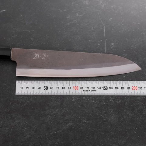 Gyuto Blue Steel #1 Edelstahlummantelung Kurouchi Büffelhorn und Magnolienholz Griff 210mm-[Musashi]-[Japan-Küchenmesser]