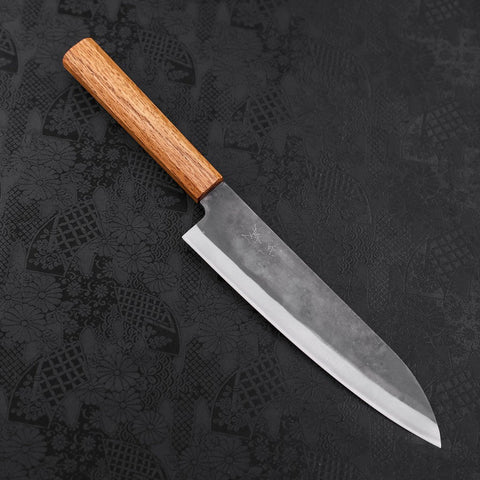 Gyuto Blue Steel #1 Edelstahlummantelung Kurouchi Eichenholz Griff 210mm-[Musashi]-[Japan-Küchenmesser]