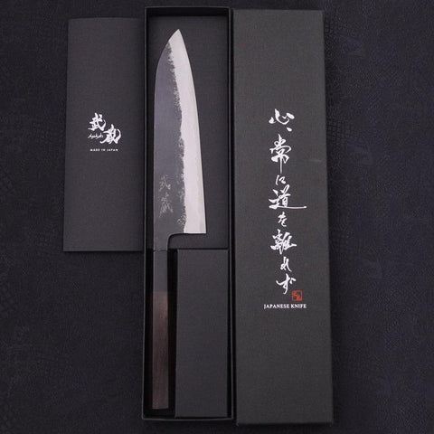 Gyuto Blue Steel #1 Kurouchi Buffalo Ebony Handle 180mm-[Musashi]-[Japan-Küchenmesser]