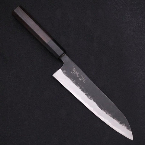 Gyuto Blue Steel #1 Kurouchi Buffalo Ebony Handle 180mm-[Musashi]-[Japan-Küchenmesser]